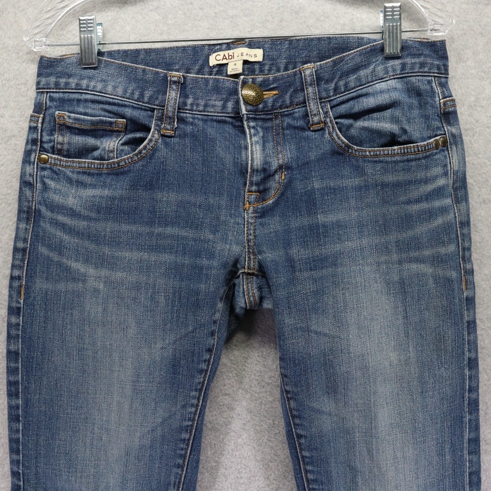 Cabi Jeans Womens 4 513 Low-Rise Straight Leg Stretch Flex Distressed Denim Blue - Picture 2 of 13